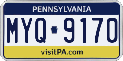 PA license plate MYQ9170