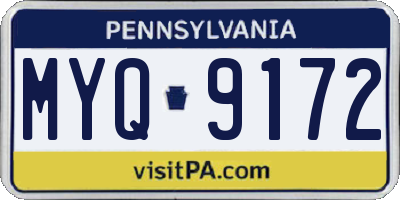 PA license plate MYQ9172