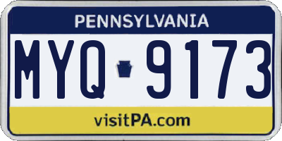 PA license plate MYQ9173