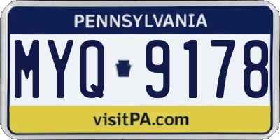 PA license plate MYQ9178