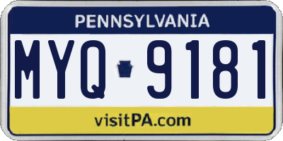 PA license plate MYQ9181