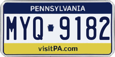 PA license plate MYQ9182