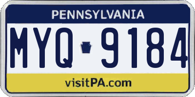 PA license plate MYQ9184