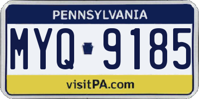 PA license plate MYQ9185