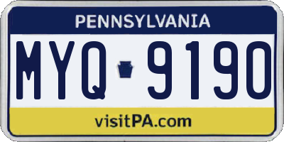PA license plate MYQ9190