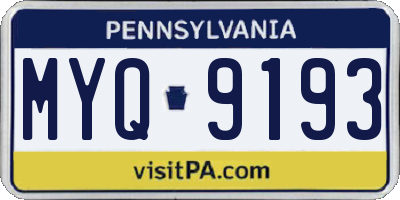 PA license plate MYQ9193