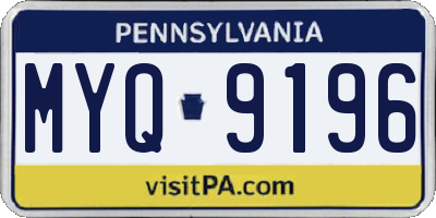 PA license plate MYQ9196