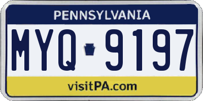 PA license plate MYQ9197