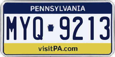 PA license plate MYQ9213