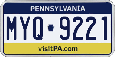 PA license plate MYQ9221