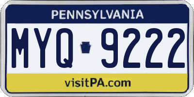 PA license plate MYQ9222