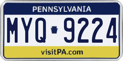 PA license plate MYQ9224