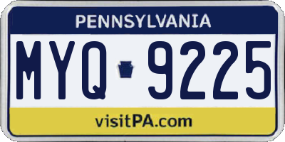 PA license plate MYQ9225