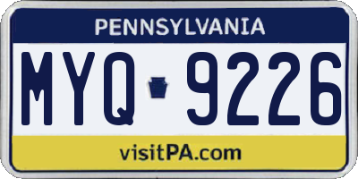 PA license plate MYQ9226