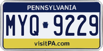 PA license plate MYQ9229