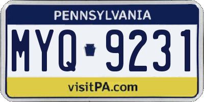 PA license plate MYQ9231