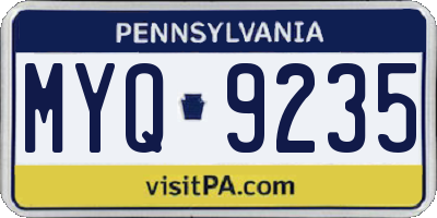 PA license plate MYQ9235