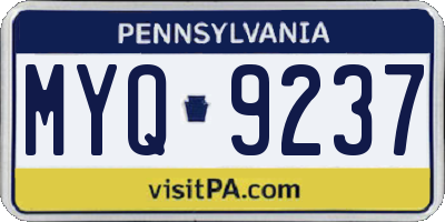 PA license plate MYQ9237