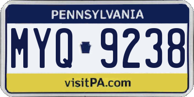 PA license plate MYQ9238