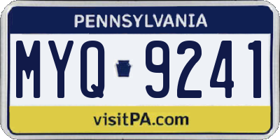 PA license plate MYQ9241