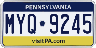 PA license plate MYQ9245