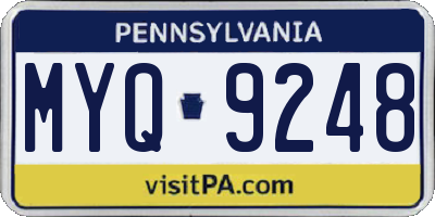 PA license plate MYQ9248
