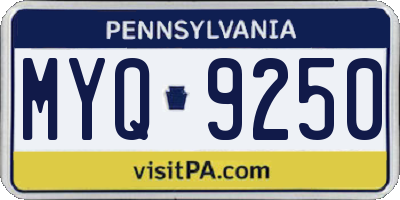 PA license plate MYQ9250