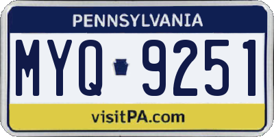 PA license plate MYQ9251