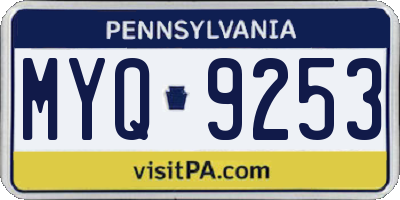PA license plate MYQ9253