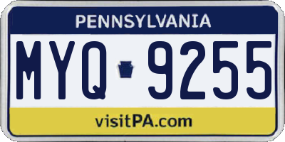 PA license plate MYQ9255