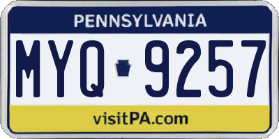 PA license plate MYQ9257