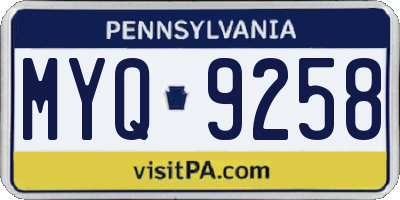 PA license plate MYQ9258