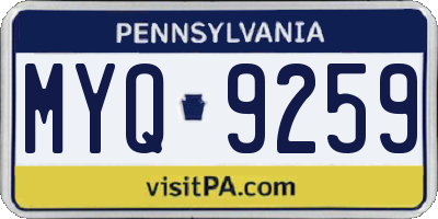PA license plate MYQ9259