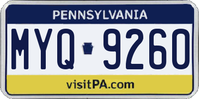 PA license plate MYQ9260