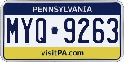 PA license plate MYQ9263