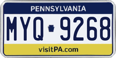 PA license plate MYQ9268