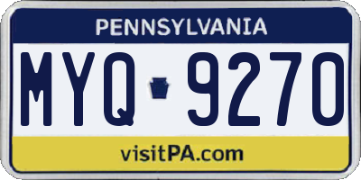 PA license plate MYQ9270