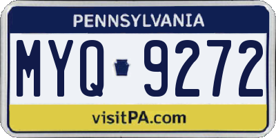 PA license plate MYQ9272