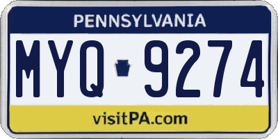 PA license plate MYQ9274