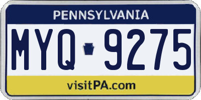 PA license plate MYQ9275