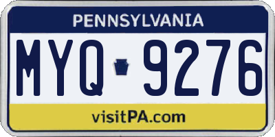 PA license plate MYQ9276