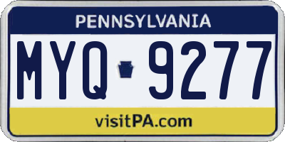 PA license plate MYQ9277