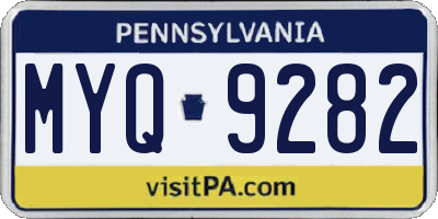 PA license plate MYQ9282
