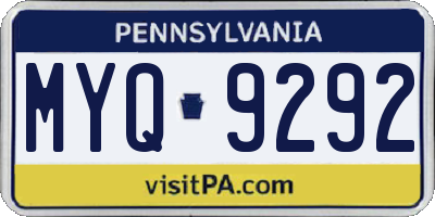 PA license plate MYQ9292