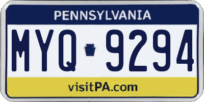 PA license plate MYQ9294