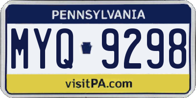 PA license plate MYQ9298