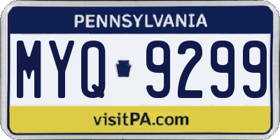 PA license plate MYQ9299