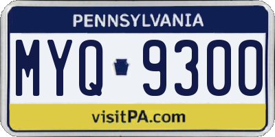 PA license plate MYQ9300