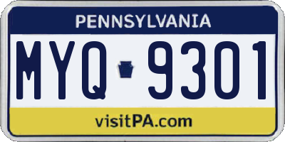 PA license plate MYQ9301