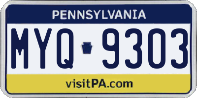 PA license plate MYQ9303